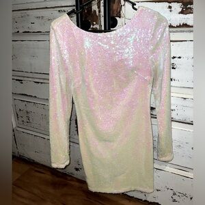 XS White Iridescent Sequin Dress